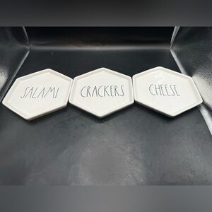 Rae Dunn Hexagonal Serving Dishes SALAMI, CRACKERS, CHEESE Plates Cottage Core